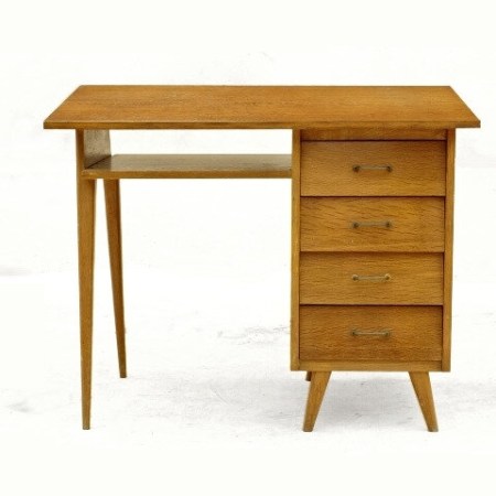 Bureau vintage pieds compas bois clair
