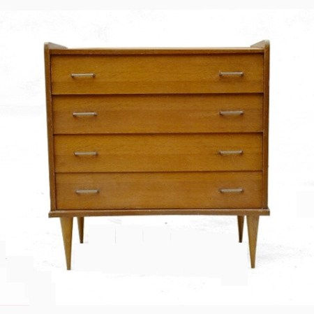 commode vintage bois clair