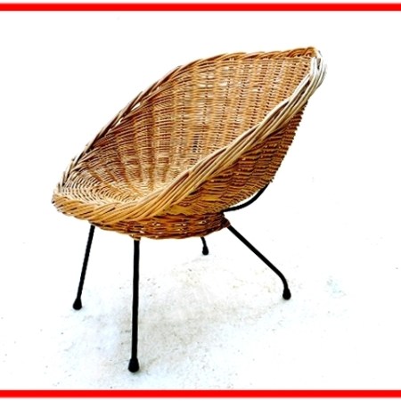 Fauteuil vintage rotin et métal
