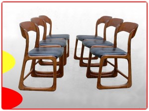 Chaises Baumann Traineaux vintage 1960
