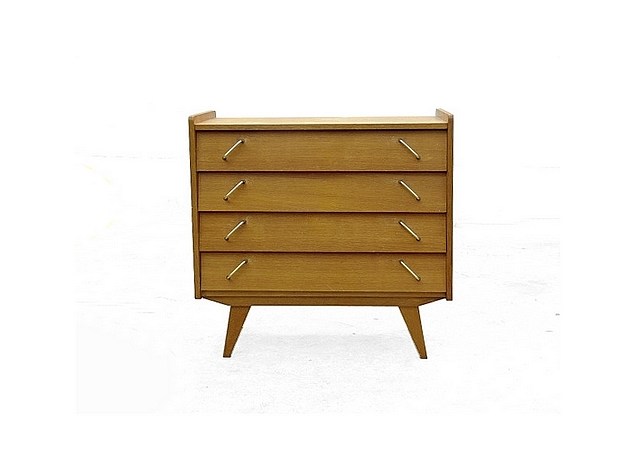 Commode vintage pieds compas bois clair