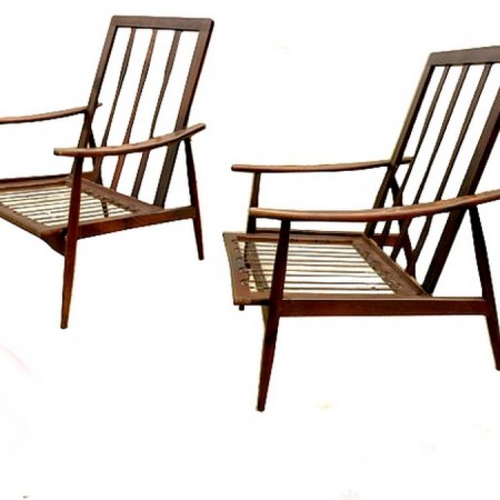 Paire fauteuils scandinaves vintage 1960 boomerang