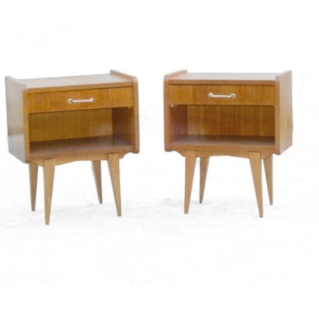 Paire de chevets bois clair vintage 1960