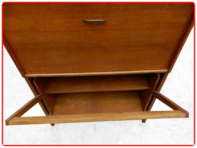 Secrétaire bureau vintage chêne doré