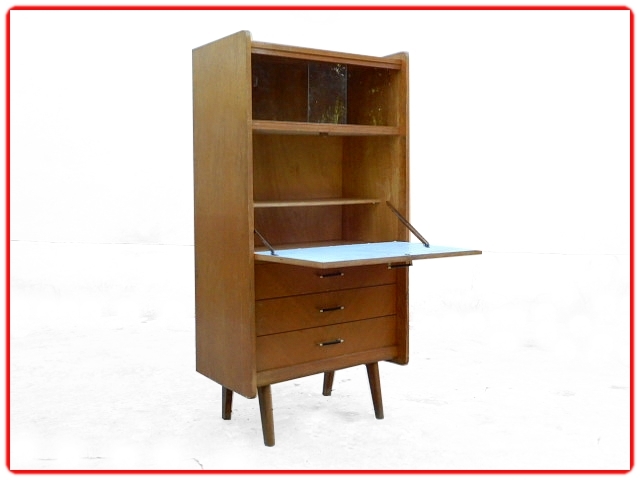 Secrétaire bureau vintage bois massif