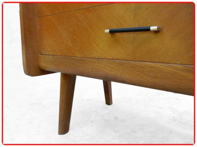 Secrétaire vintage bois clair pieds inclinés