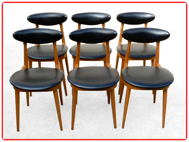 6 Chaises Baumann Licorne 1960