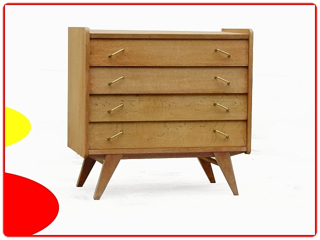 Commode vintage bois pieds compas 1950 