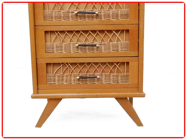 chiffonnier commode vintage 1950 rotin
