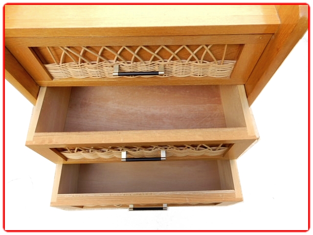 Chiffonnier rotin vintage 1950