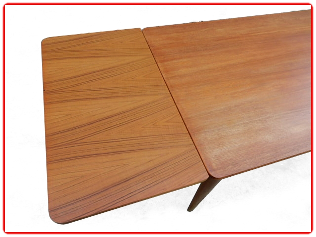 Table à manger scandinave vintage vue plateau et rallonge