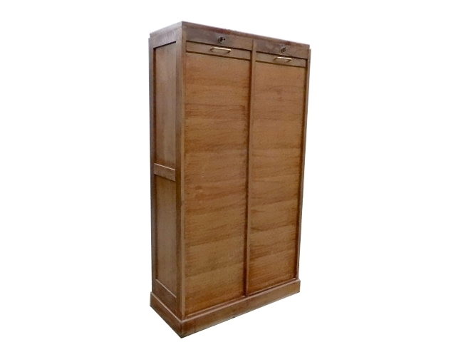 Classeur ancien chêne double rideau