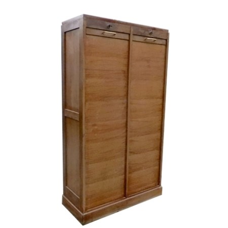Classeur ancien chêne double rideau