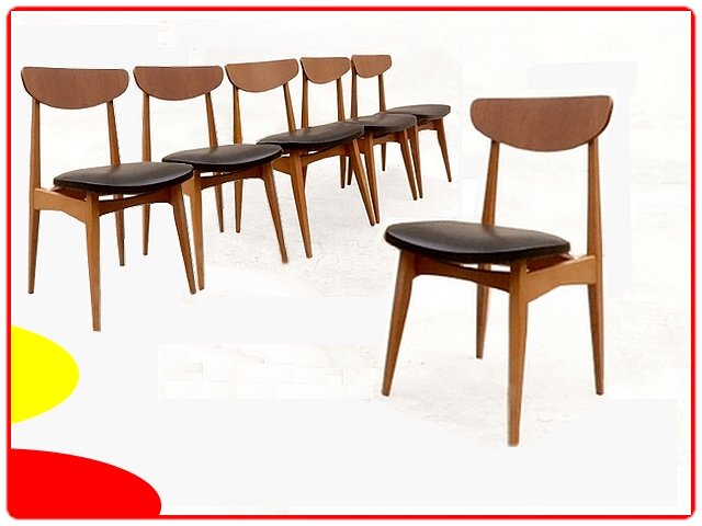 Chaises scandinaves vintage teck rénovées