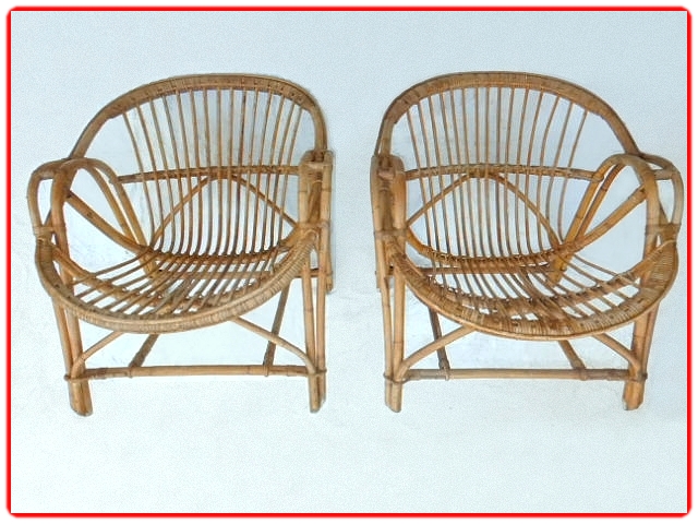 Fauteuils en rotin vintage 1960