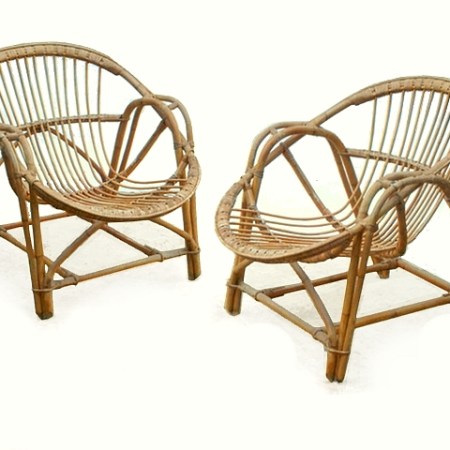Fauteuils en rotin vintage 1960