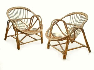 Fauteuils en rotin vintage 1960