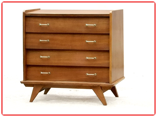 commode vintage bois pieds compas