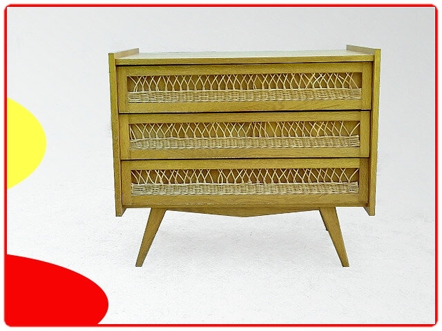 Commode rotin et bois