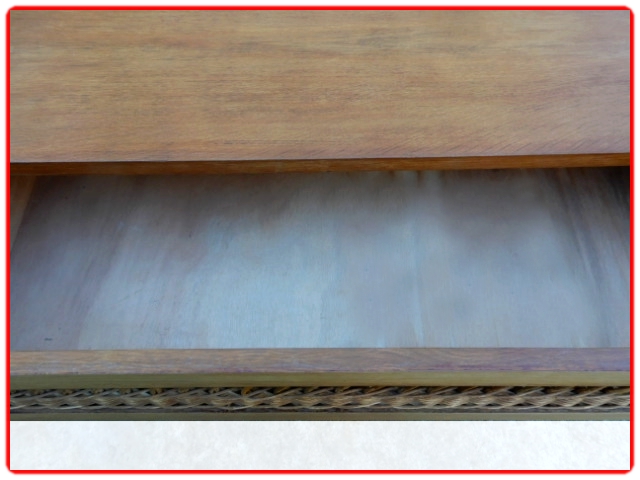 commode bois rotin vintage