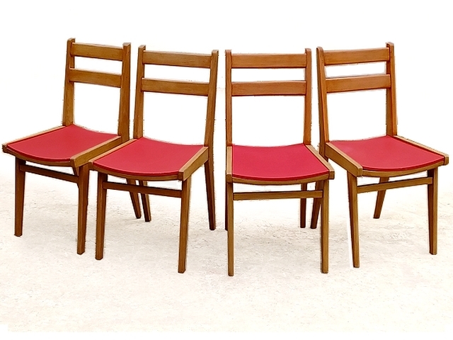 Chaises vintage bois clair skaï