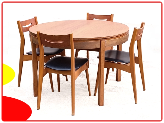 table et chaises vintage scandinave teck