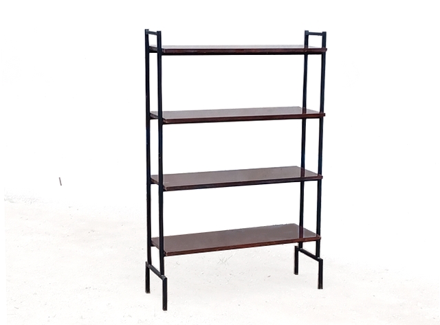 Etagère bibliothèque moderniste 1950 formica métal noir