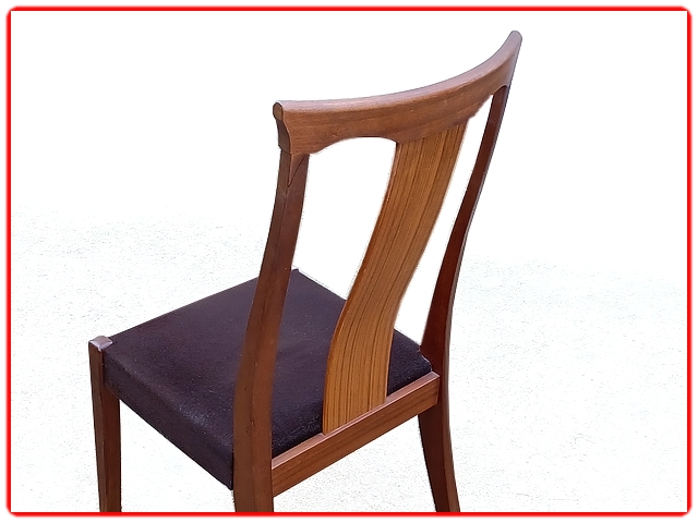 Chaises teck velours vintage dossier haut