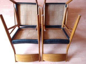 4 chaises scandinave anciennes 1960 teck et skaï