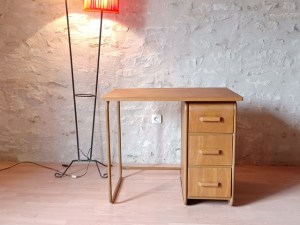 Bureau vintage années 1950 bois et métal