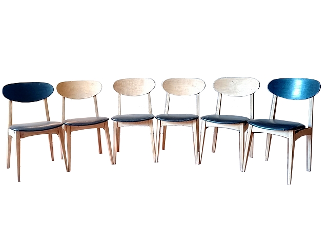 6 chaises vintage scandinave années 1960