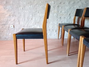 6 chaises scandinave vintage 1960 teck et skai