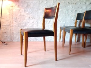 6 chaises vintage scandinave 1960 teck et skai