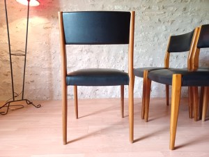 Chaises vintage scandinave teck 1960 skai noir