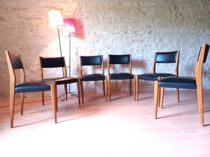 6 chaises vintage scandinave teck anciennes 1960