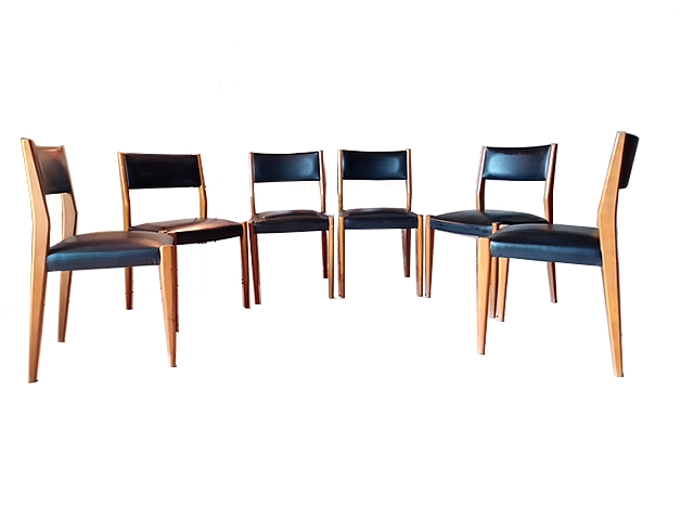 Chaises vintage scandinave teck skaï 1960