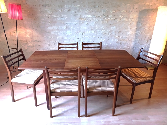 Table salle à manger scandinave teck 1960