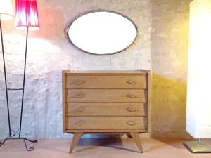 Grand miroir ovale art déco 1970