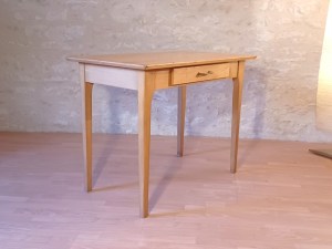 Table bureau bois clair massif vintage 1980