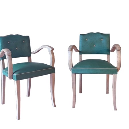 Fauteuils bridge moustache art déco années 1950