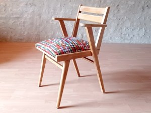 Fauteuil de bridge pieds compas vintage rénové