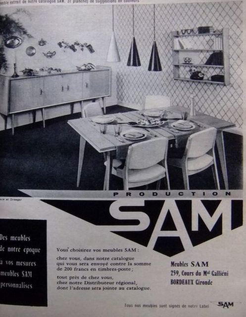 Table ou bureau SAM vintage 1960 pieds compas
