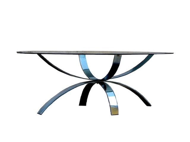 Table basse design 1980 verre et chrome