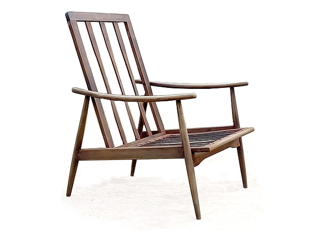 Fauteuil boomerang bois massif vintage scandinave années 1960