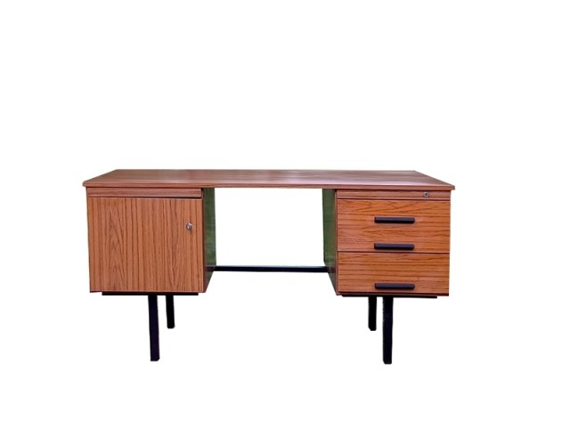 Bureau moderniste double caissons vintage 1960