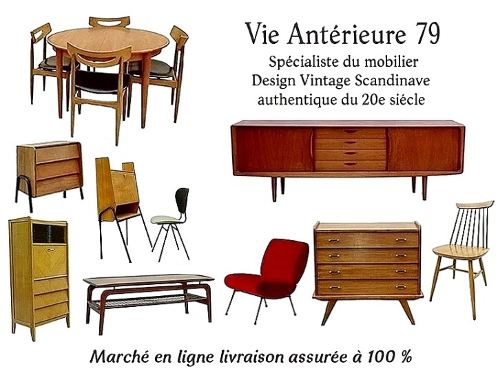 Meubles vintage scandinaves et design des années 1950 à 1980 en teck palissandre chêne... meubles anciens rénovés